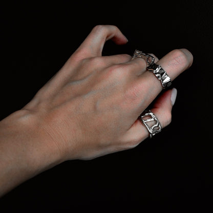 Female hand with silver rings